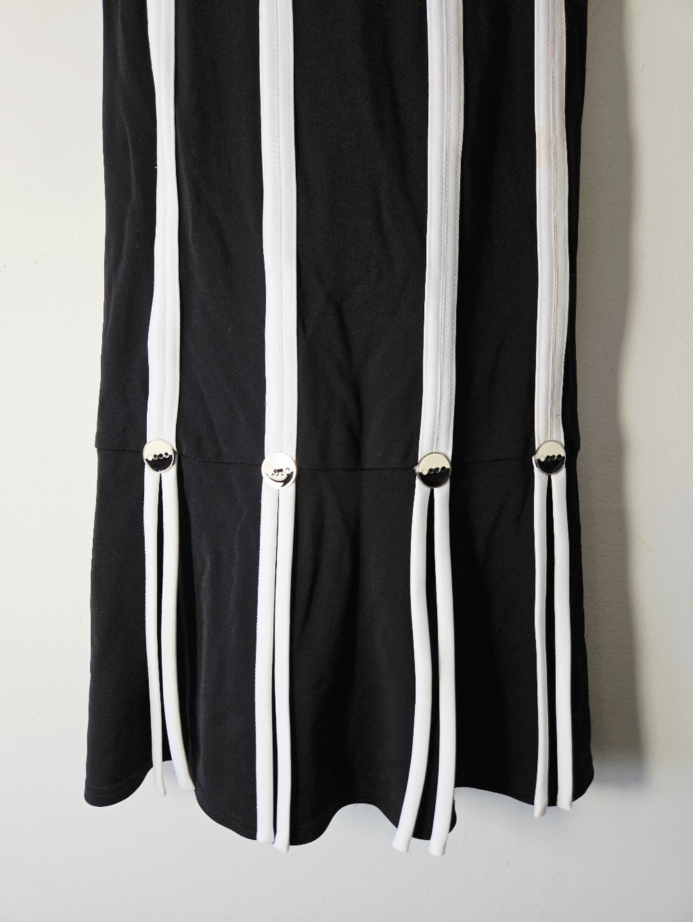 Vintage 90s Joseph Ribkoff Mod Style Mini Dress Size 8 Black White Stripe - Picture 4 of 5